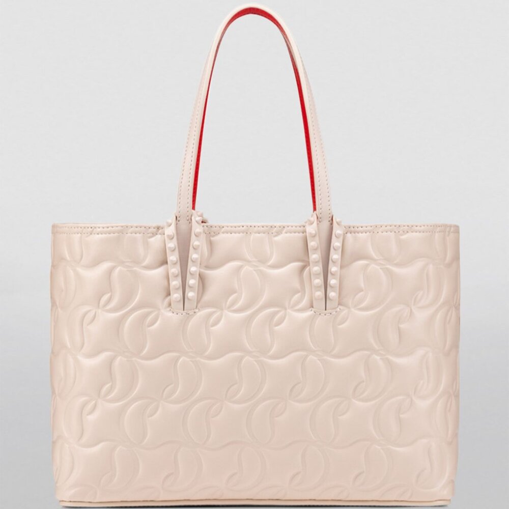 Christian Louboutin CABATA Padded Embossed CL Signature Tote Bag Leche